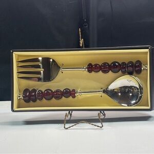 SIMPLYDESIGNZ Spoon & Fork Salad Dinner Serving Ruby